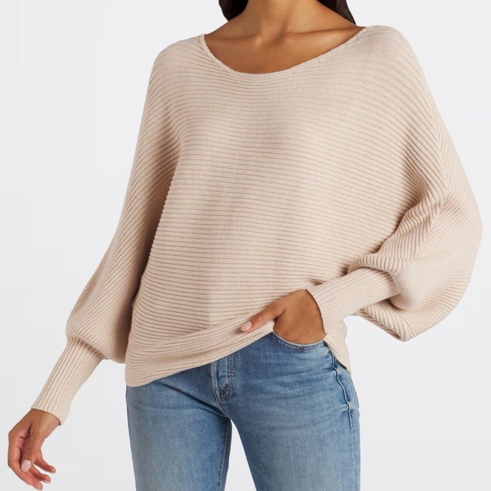 PINQUE Effie Long Sleeve Sweater Beige Large NWT STITCH FIX